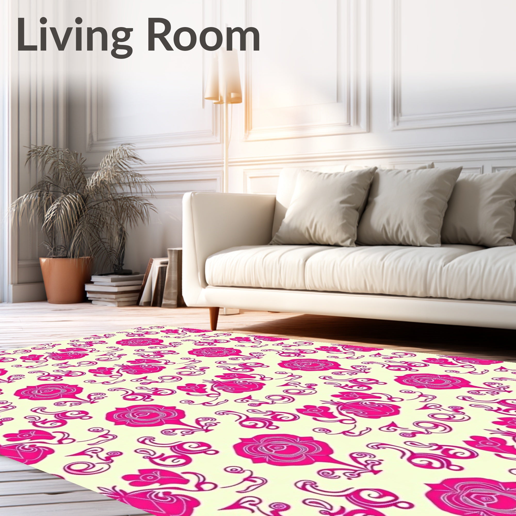 Vibrant Rose Vine Arrangement Rug