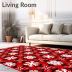 Crimson White Black Starburst Medallion Rug
