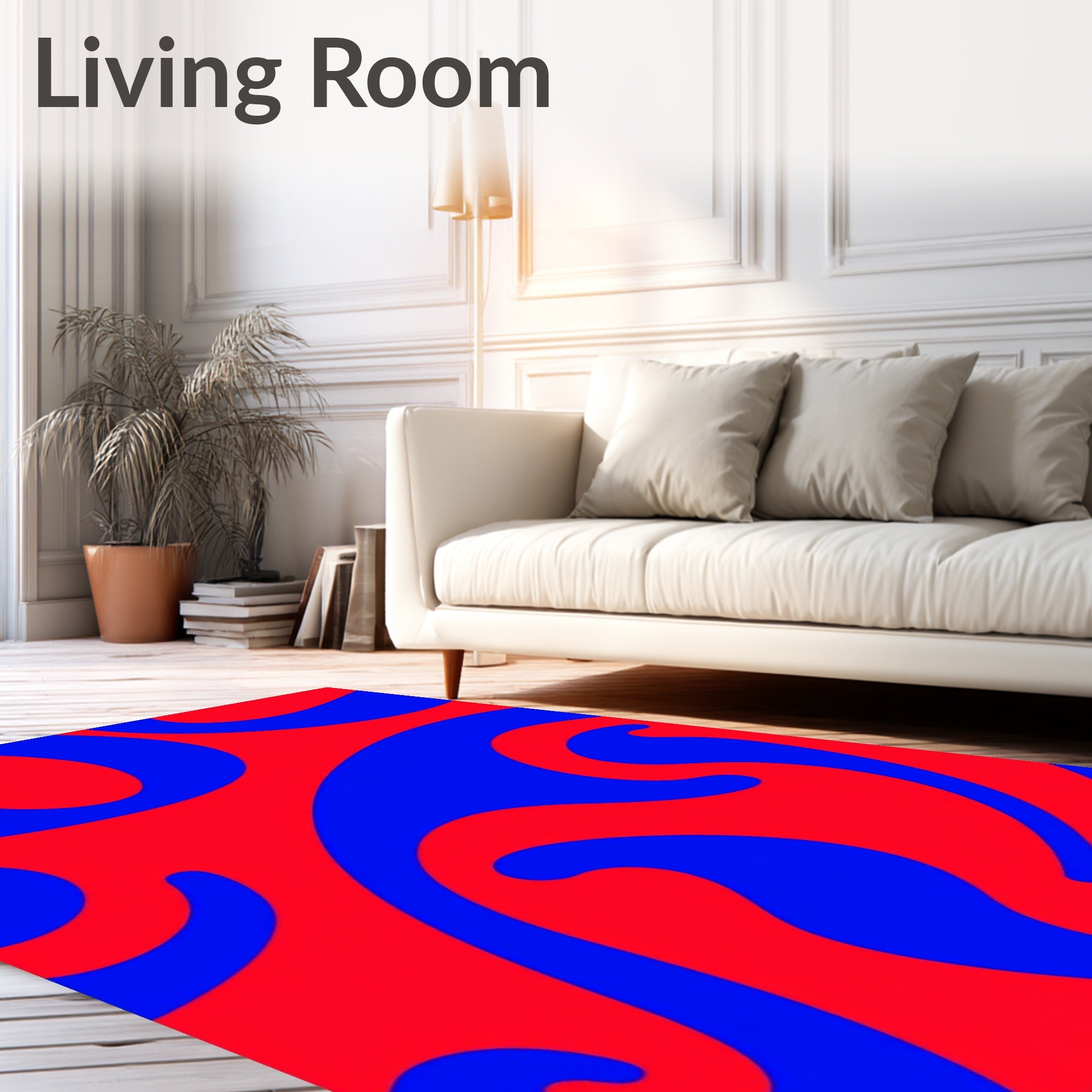 Red Blue Swirl Abstract Rug