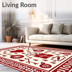 Red White Holiday Icons Gift Heart Rug