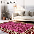 Crimson Floral Bordered Medallion Rug