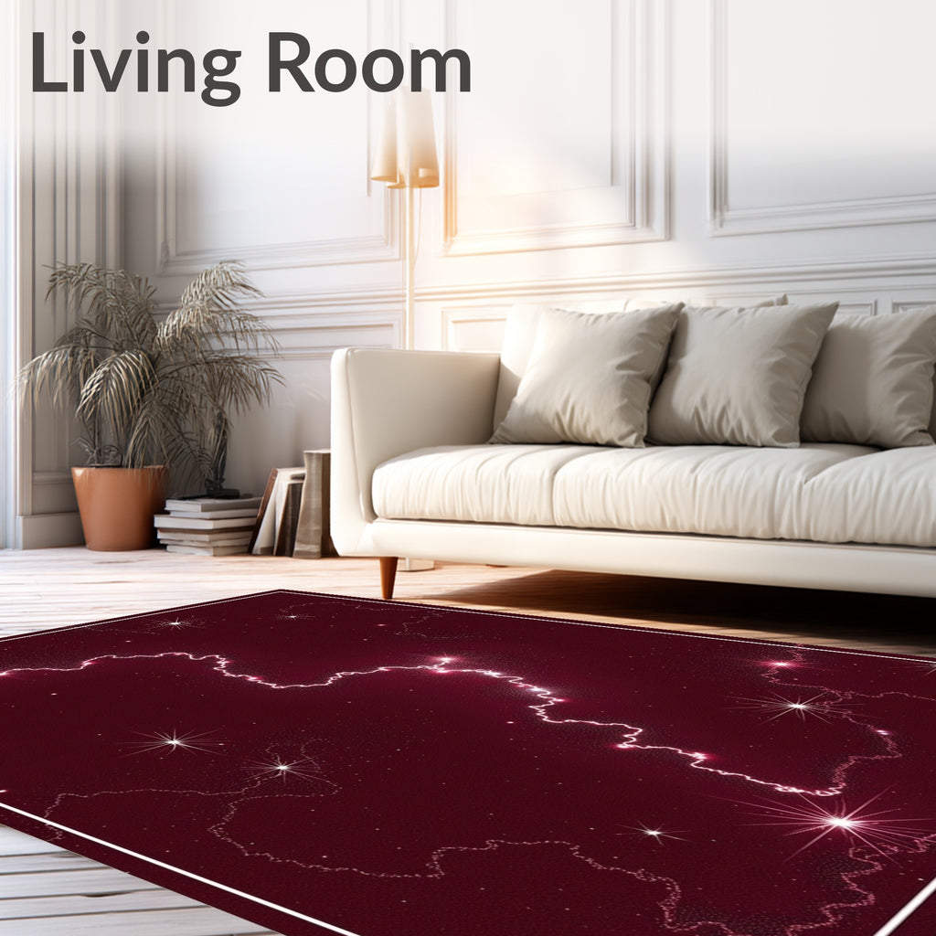 Cosmic Crimson Nebula Starry Rug