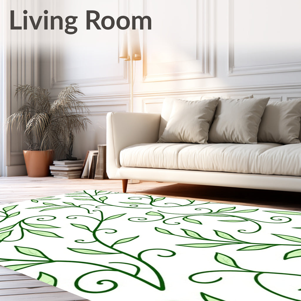 Green Leafy Vine Swirls Rug
