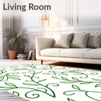 Green Leafy Vine Swirls Rug