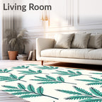 Teal Fern Frond Repeat Rug