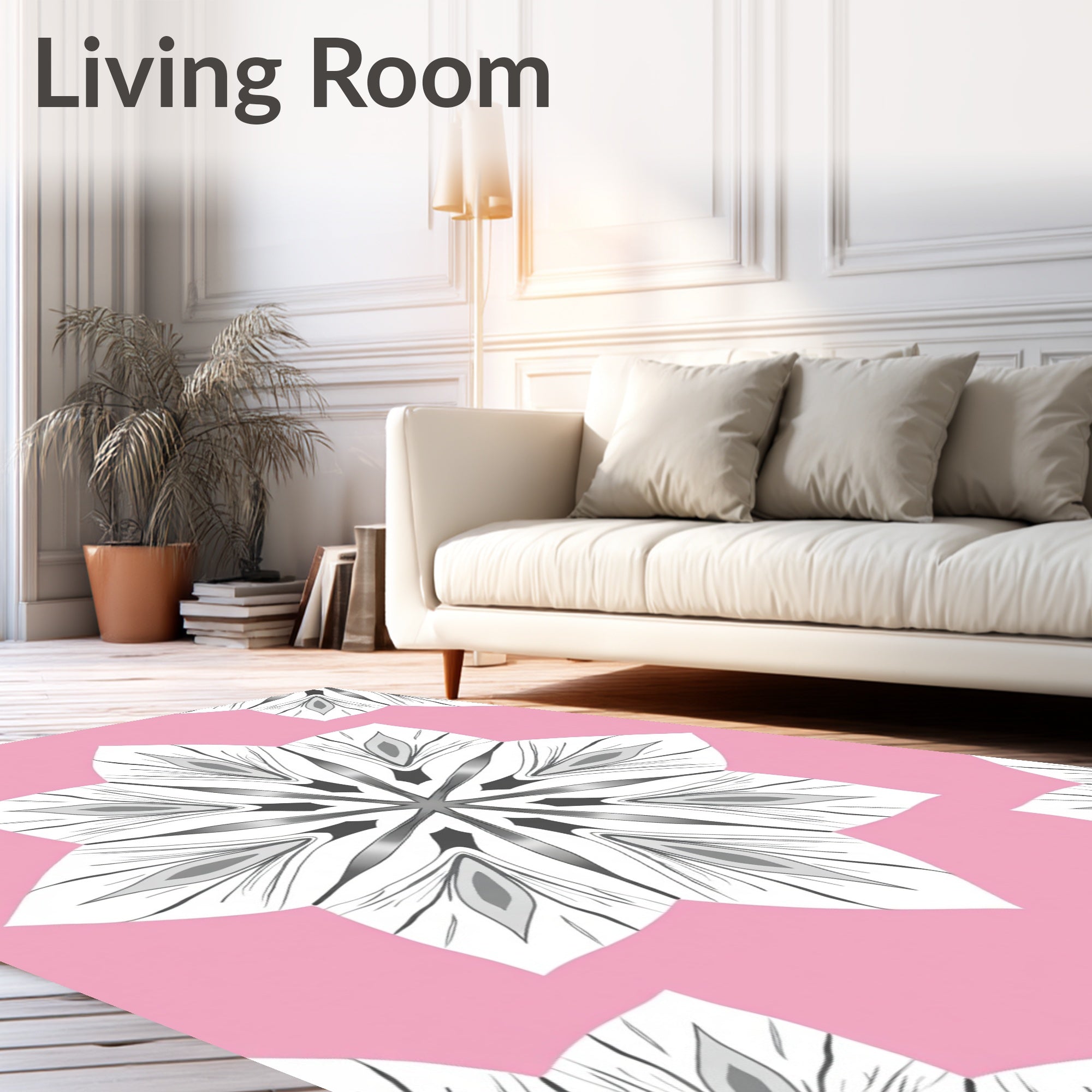 Pink and White Petal Kaleido Rug