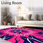 Radiant Floral Burst Pink Navy Rug