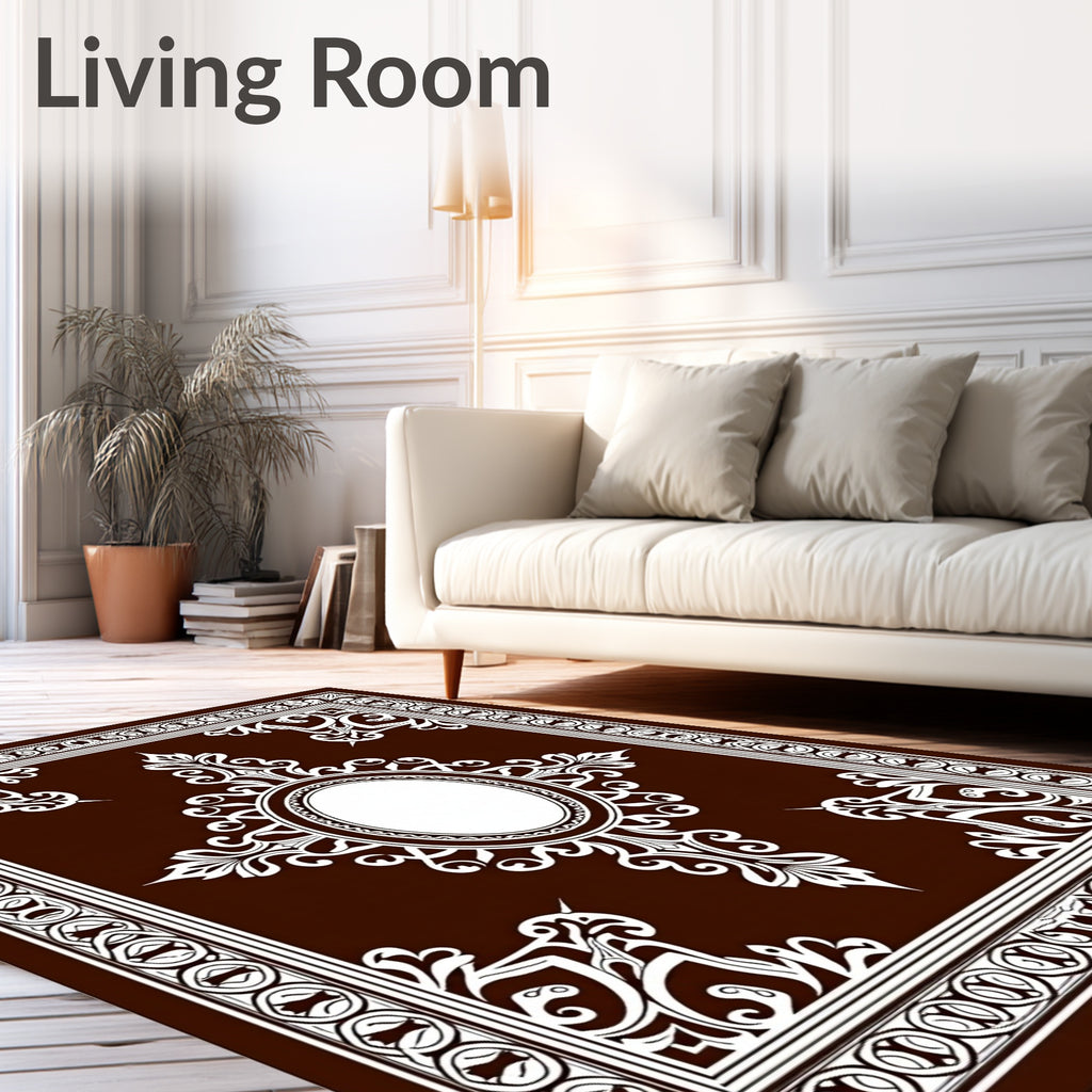 Rich Brown Ivory Ornate Medallion Rug