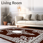 Rich Brown Ivory Ornate Medallion Rug