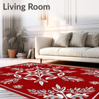 Cardinal Red Starburst Floral Tapestry Rug