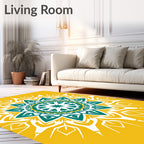 Golden Teal Mandala Radiance Rug
