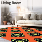 Spiced Orange Black Medallion Accents Rug