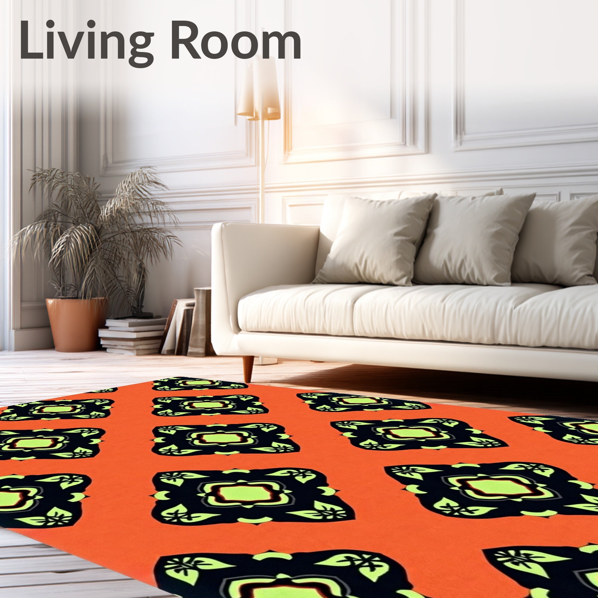 Spiced Orange Black Medallion Accents Rug