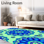 Radiant Blue Floral Mandala Accents Rug