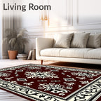 Deep Red and Cream Floral Medallion Rug