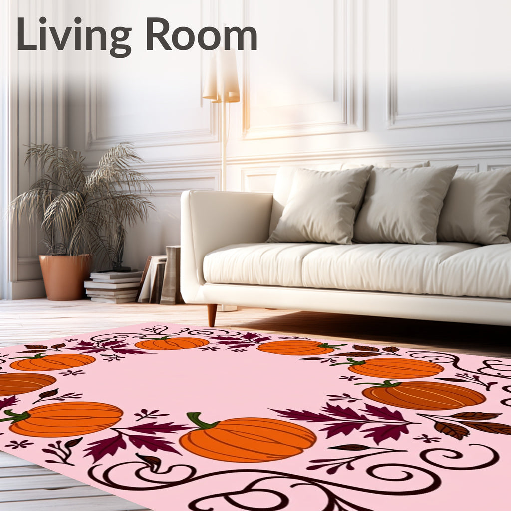 Orange Pumpkin Autumn Swirl Arrangement Rug