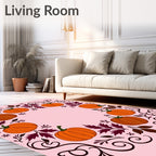 Orange Pumpkin Autumn Swirl Arrangement Rug
