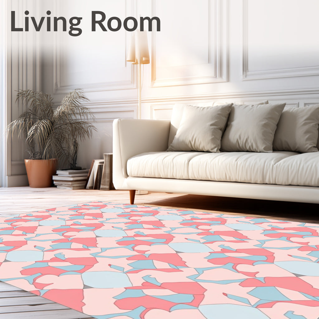 Soft Coral Sky Diamond Interlock Rug