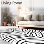 Monochrome Abstract Wave Harmony Rug
