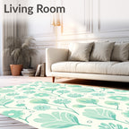 Muted Green Floral Illustration Rug