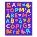 Vibrant Alphabet Animal Collage Rug