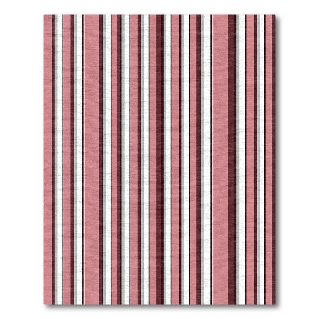 Deep Rose White Gray Stripe Rug