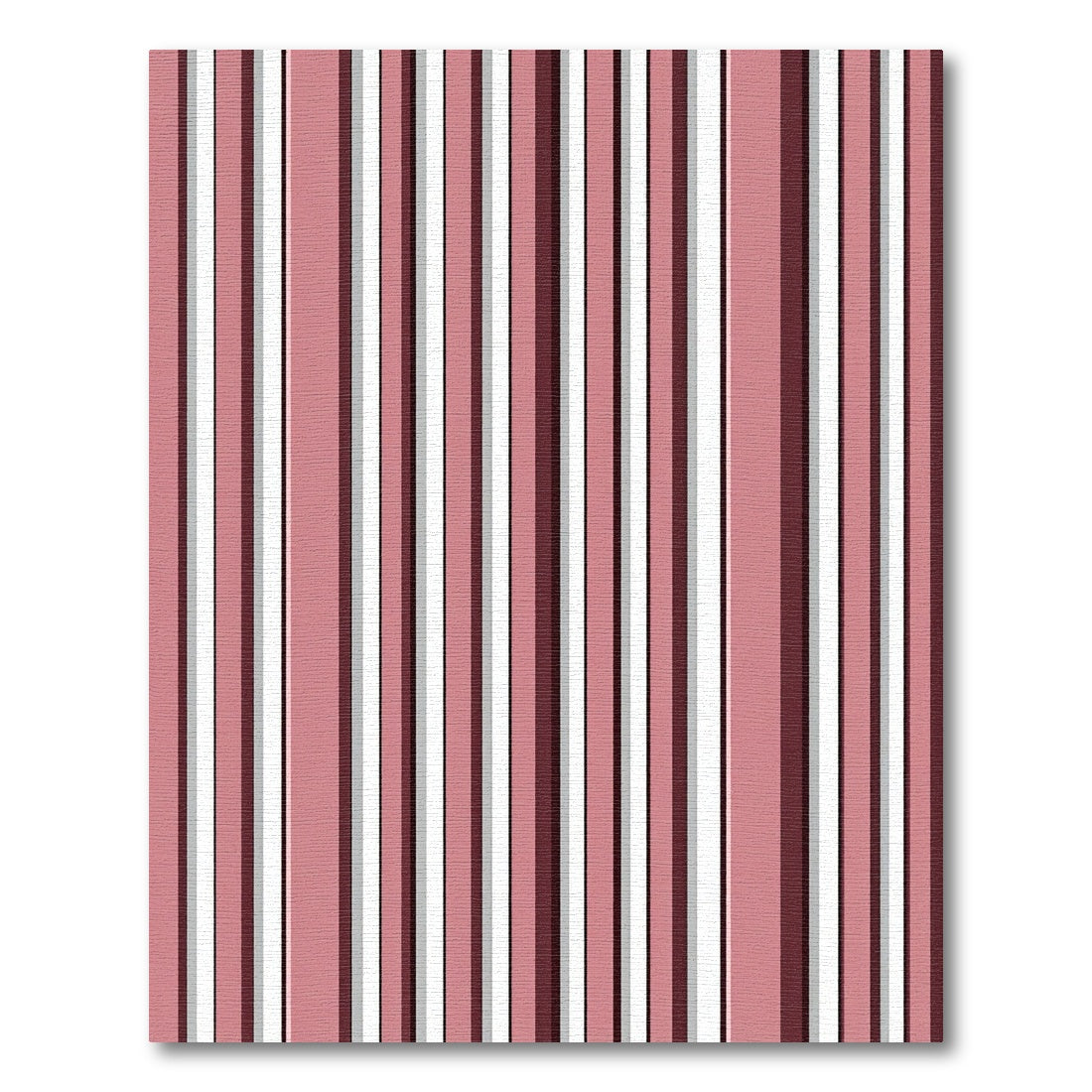 Deep Rose White Gray Stripe Rug