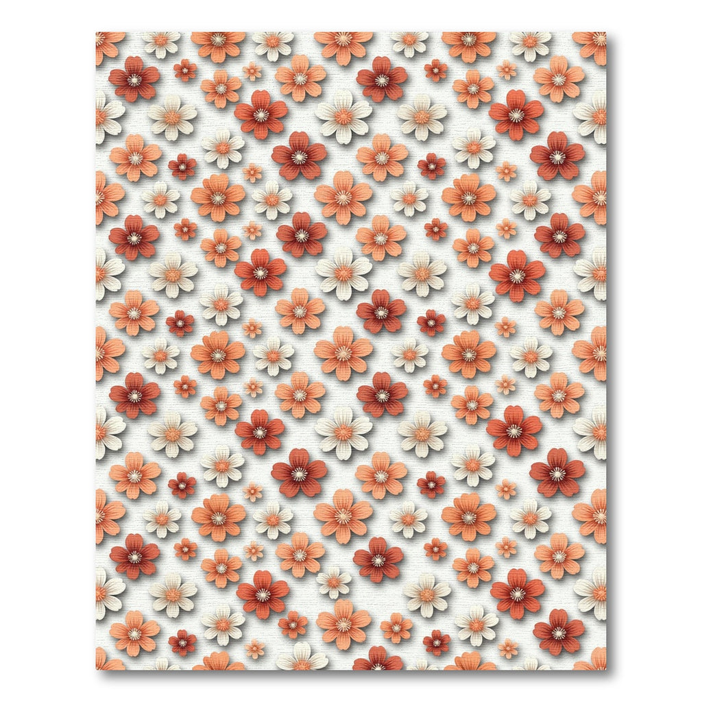 Terra Cotta Floral Blossom Spread Rug