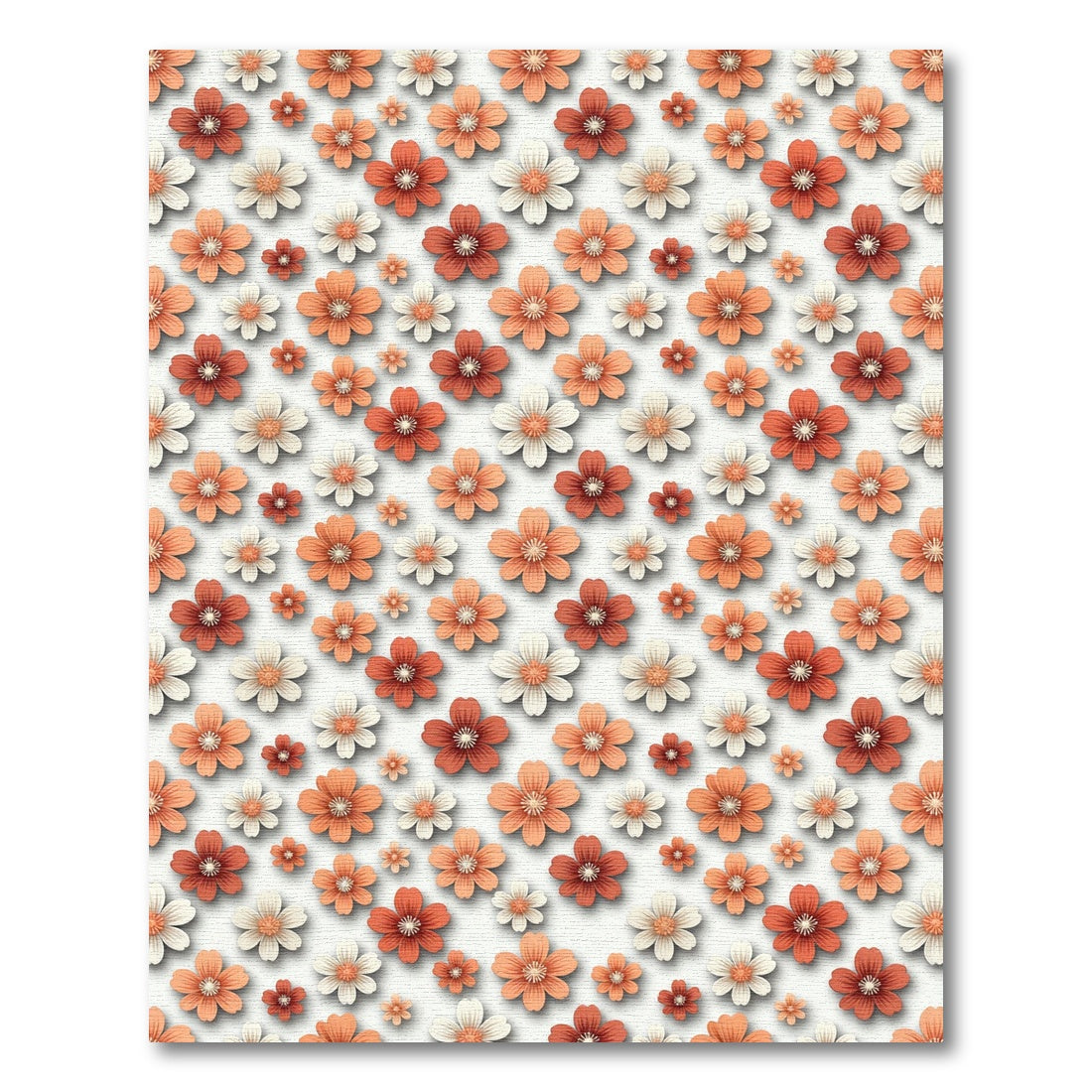 Terra Cotta Floral Blossom Spread Rug