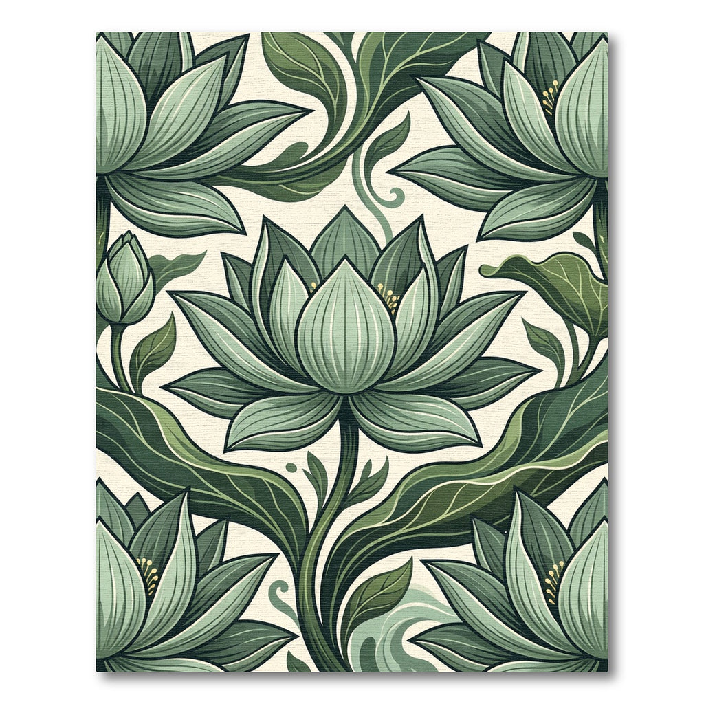 Sage Green Lotus Botanical Flourish Rug