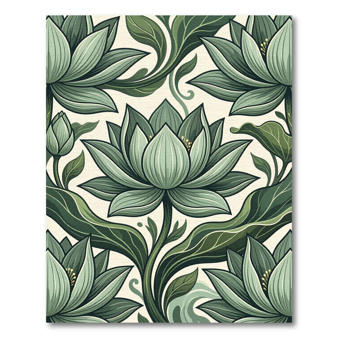 Sage Green Lotus Botanical Flourish Rug
