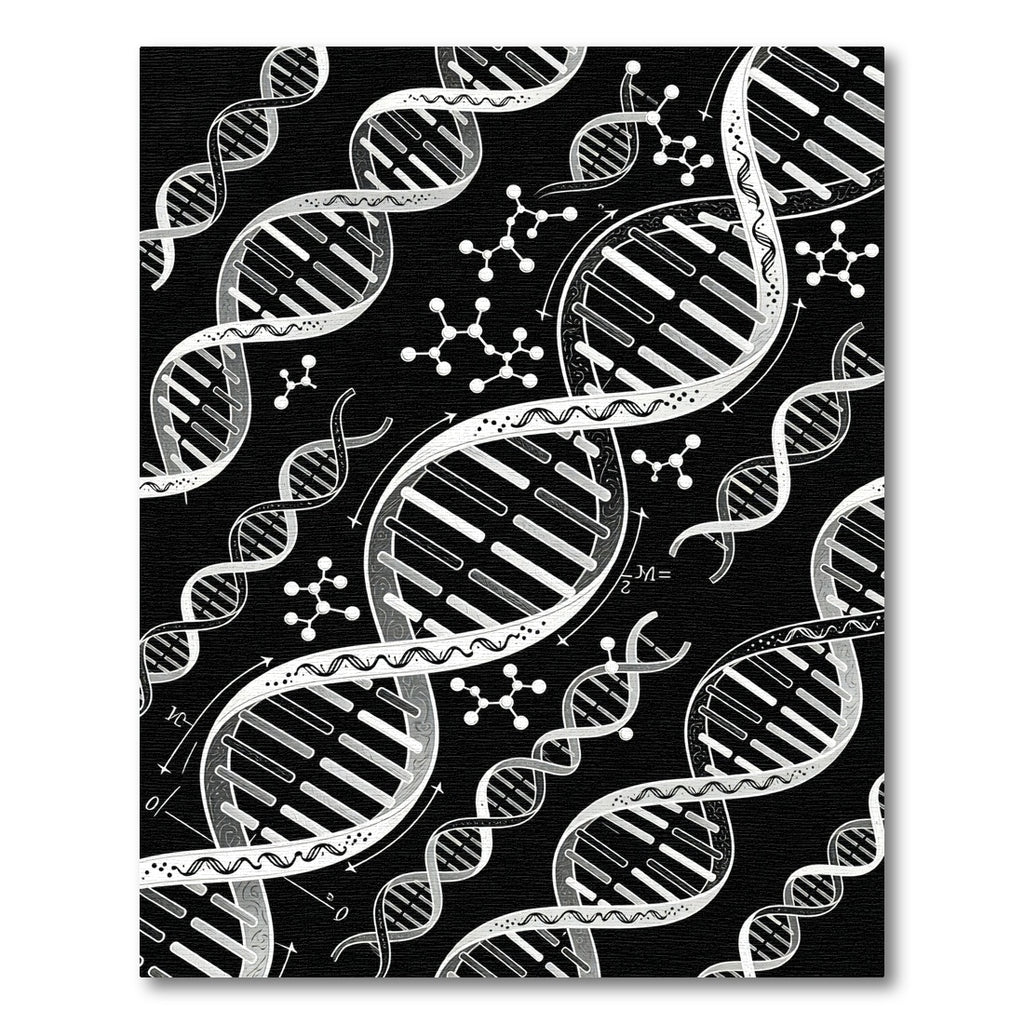 Black White DNA Molecule Science Rug