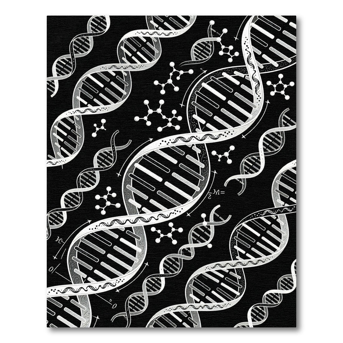 Black White DNA Molecule Science Rug