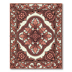 Ornate Coral Acanthus Scroll Panel Rug