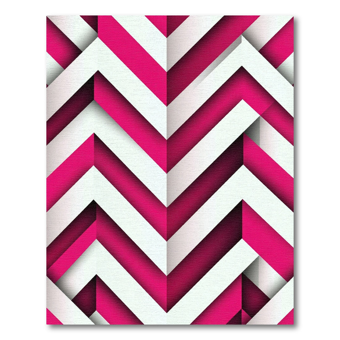 Bold Magenta and White Chevron Stripe Rug