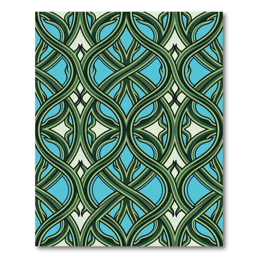 Art Nouveau Emerald Vine Intertwined Scroll Rug