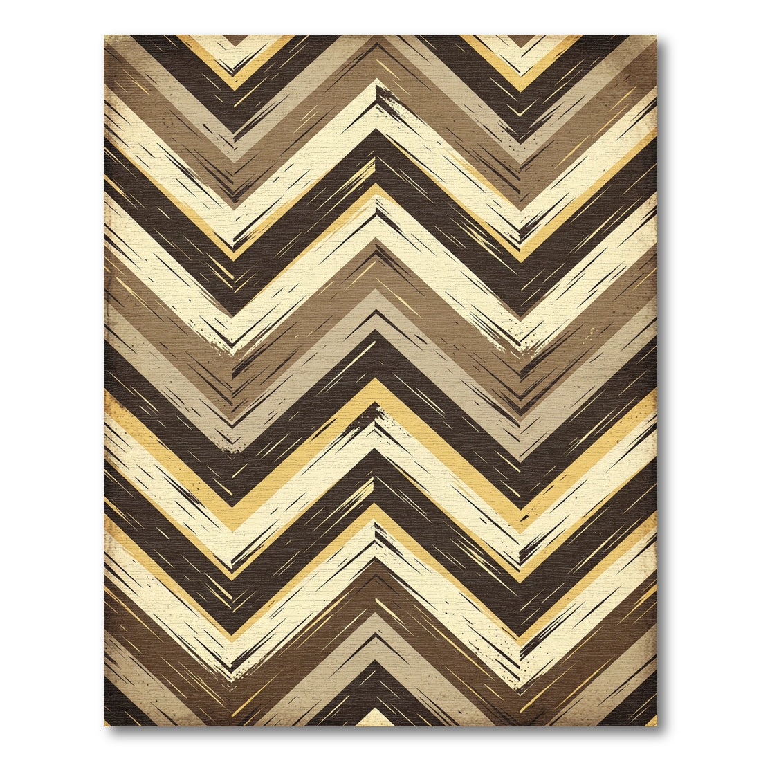 Rustic Earthy Tone Chevron Rug