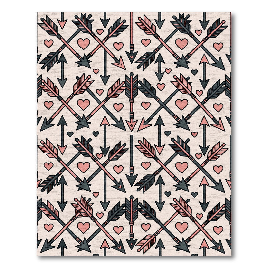 Blush Pink Crossed Arrow Geometric Heart Rug