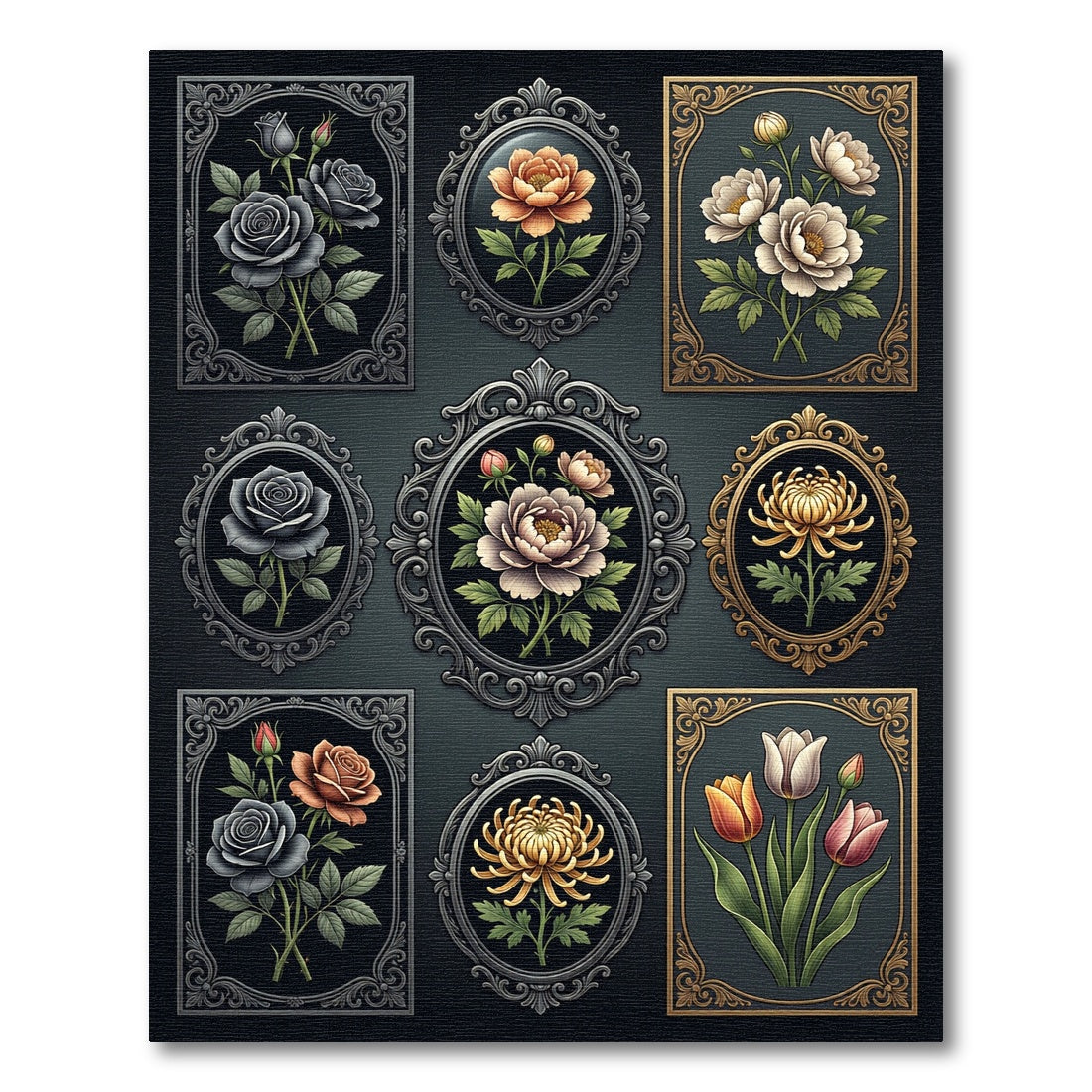 Ornate Floral Cameos Vintage Collection Rug