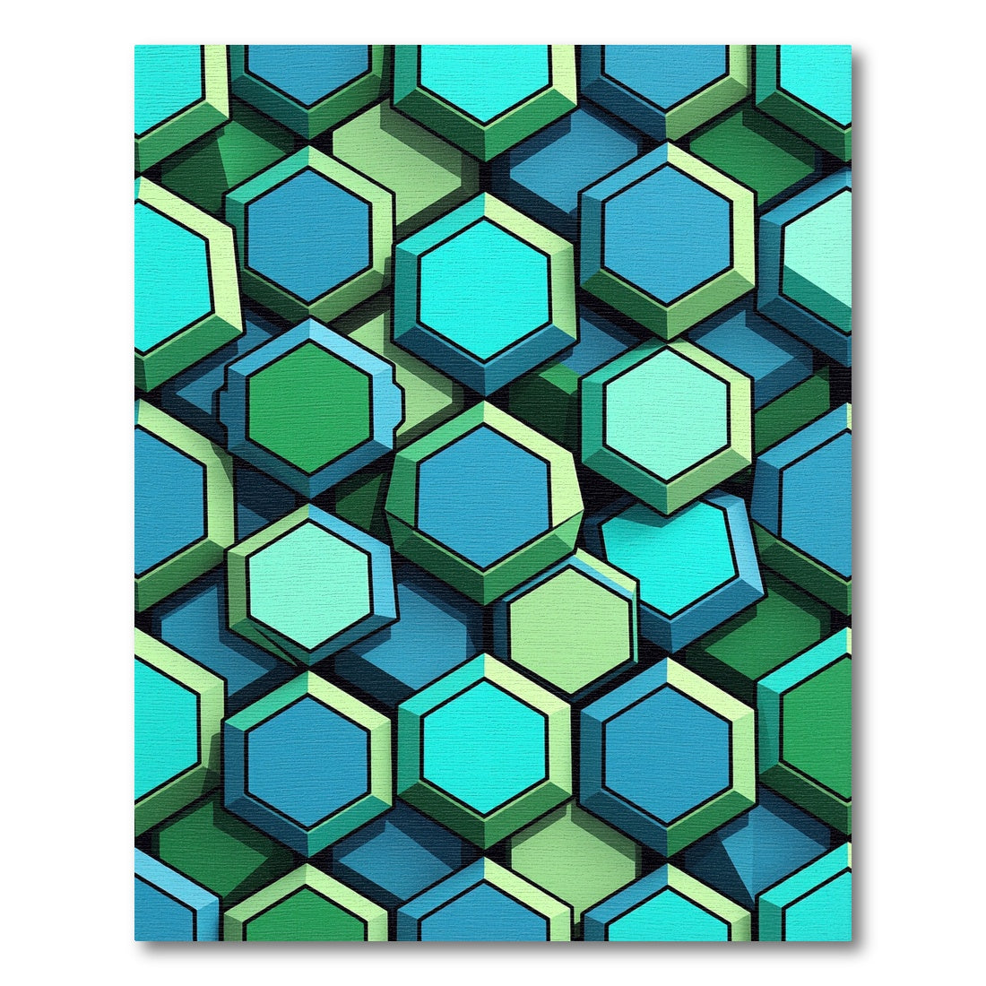 Aqua Sea Green Hexagons Rug