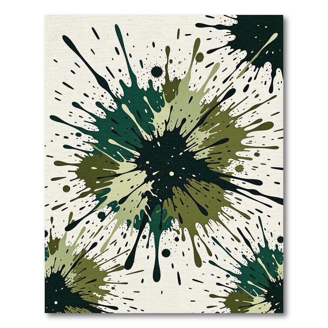 Olive Green Ink Splash Abstract Rug
