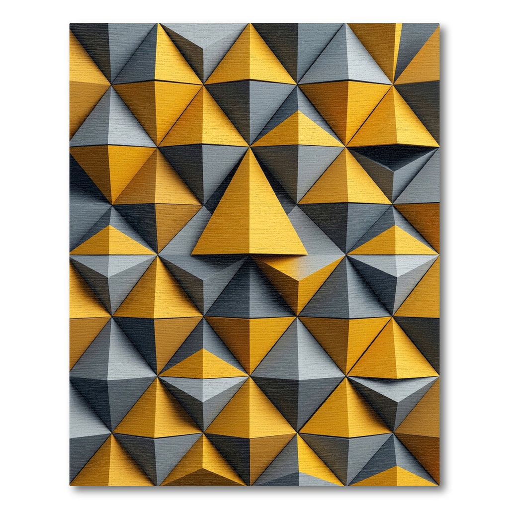 Golden Gray Geometric Prism Rug