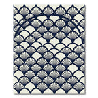 Art Deco Navy Blue Fan Shell Rug