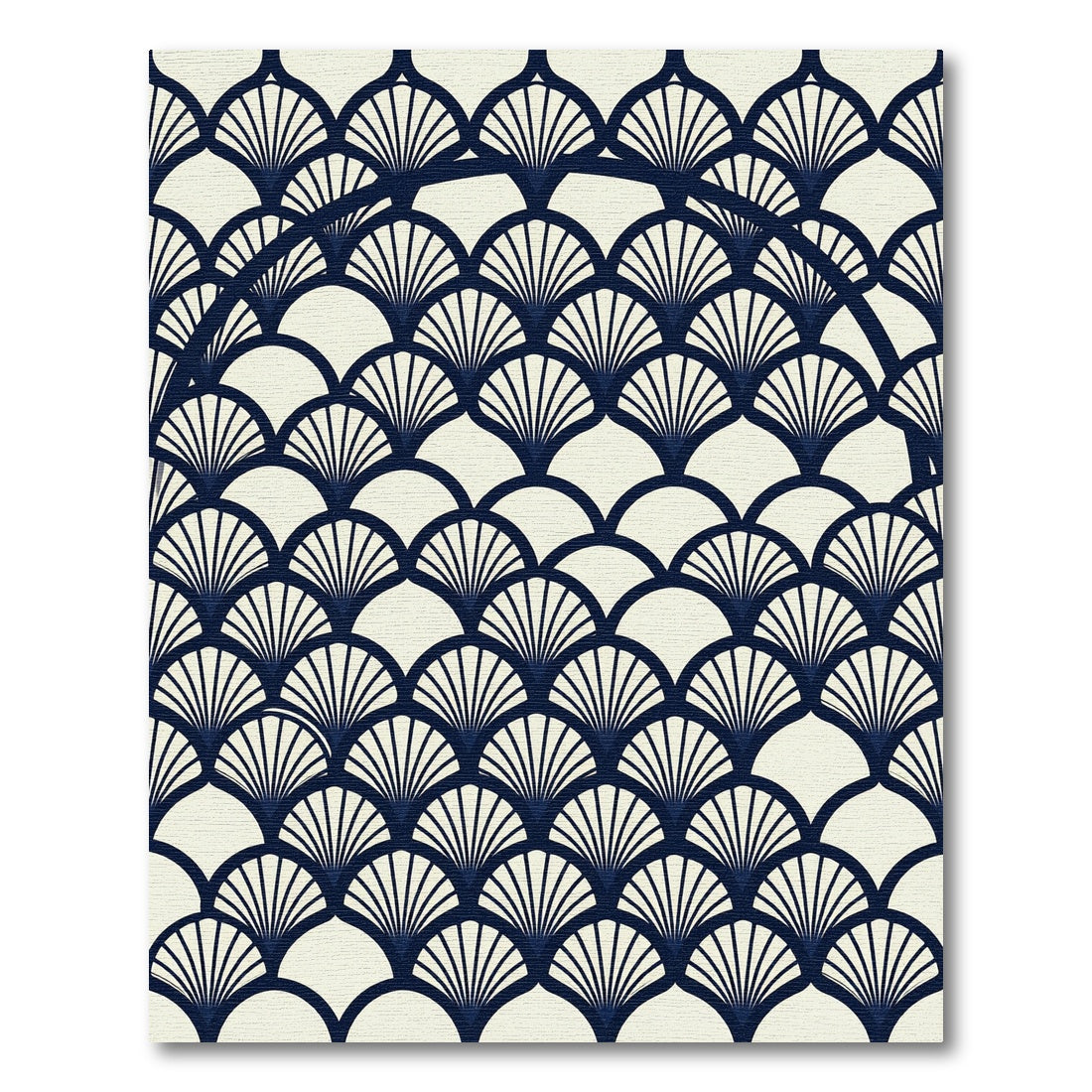 Art Deco Navy Blue Fan Shell Rug