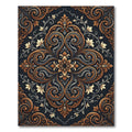 Ornate Gold Gray Floral Damask Scroll Rug