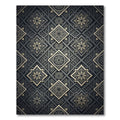 Elegant Charcoal Gold Geometric Art Deco Rug