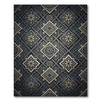 Elegant Charcoal Gold Geometric Art Deco Rug
