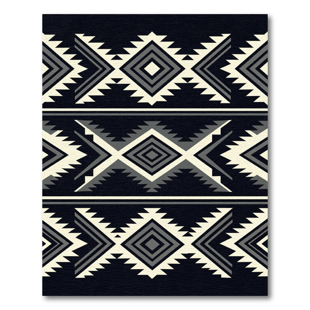 Monochrome Tribal Geometric Diamond Art Rug