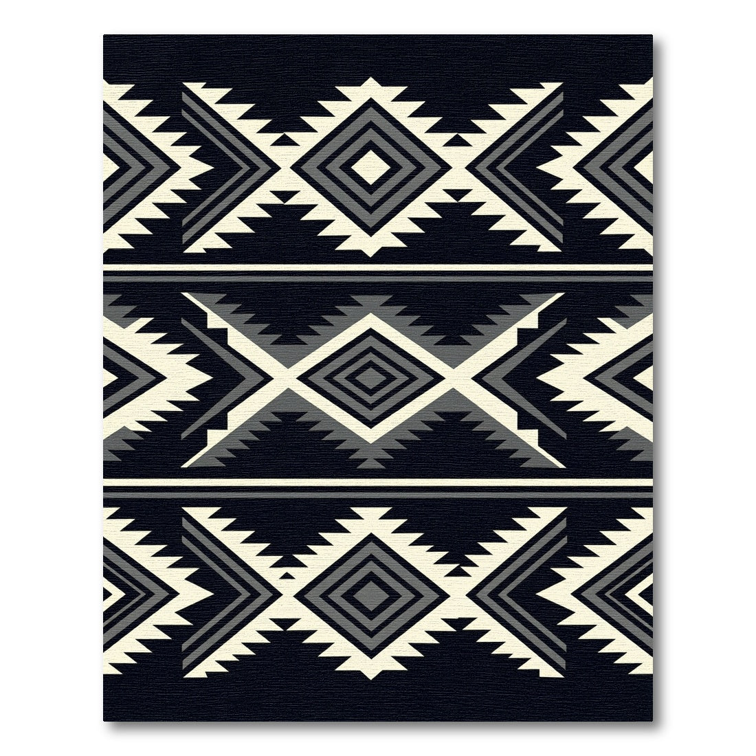Monochrome Tribal Geometric Diamond Art Rug