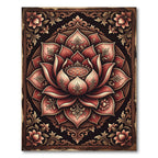 Ornate Crimson Lotus Floral Medallion Rug